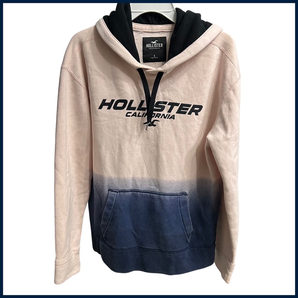 Hollister‎ California Ombre Dip Dye Hoodie Pullover Pink Navy Blue Size S